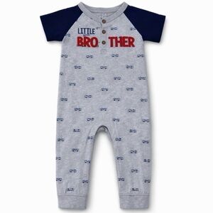 Carters Little Brother Firetrucks One-Piece Romper 12M GUC